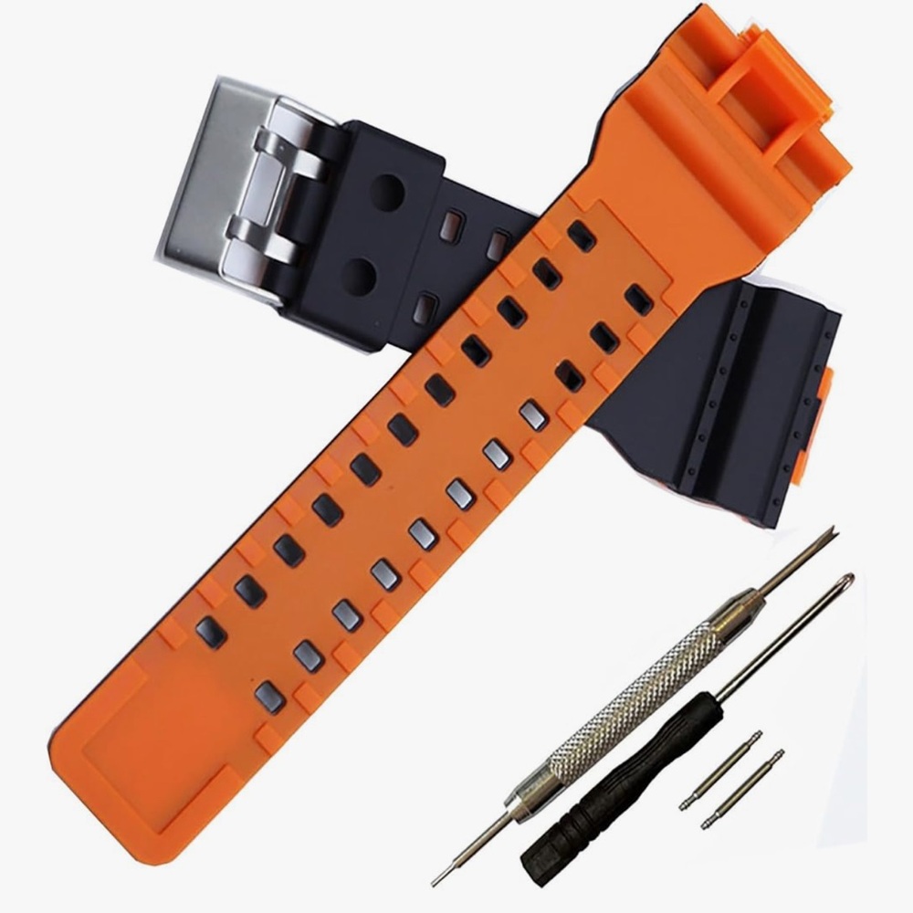 16mm G-Shock Blk/ Org replacement watch band- New